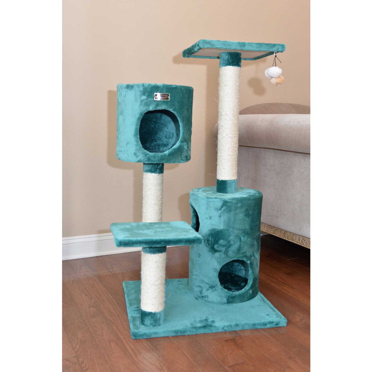 Armarkat Real Wood 43-Inch Green Cat Tree, 2 Condos