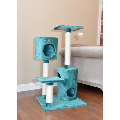Armarkat Real Wood 43-Inch Green Cat Tree, 2 Condos