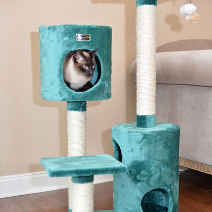 Armarkat Real Wood 43-Inch Green Cat Tree, 2 Condos