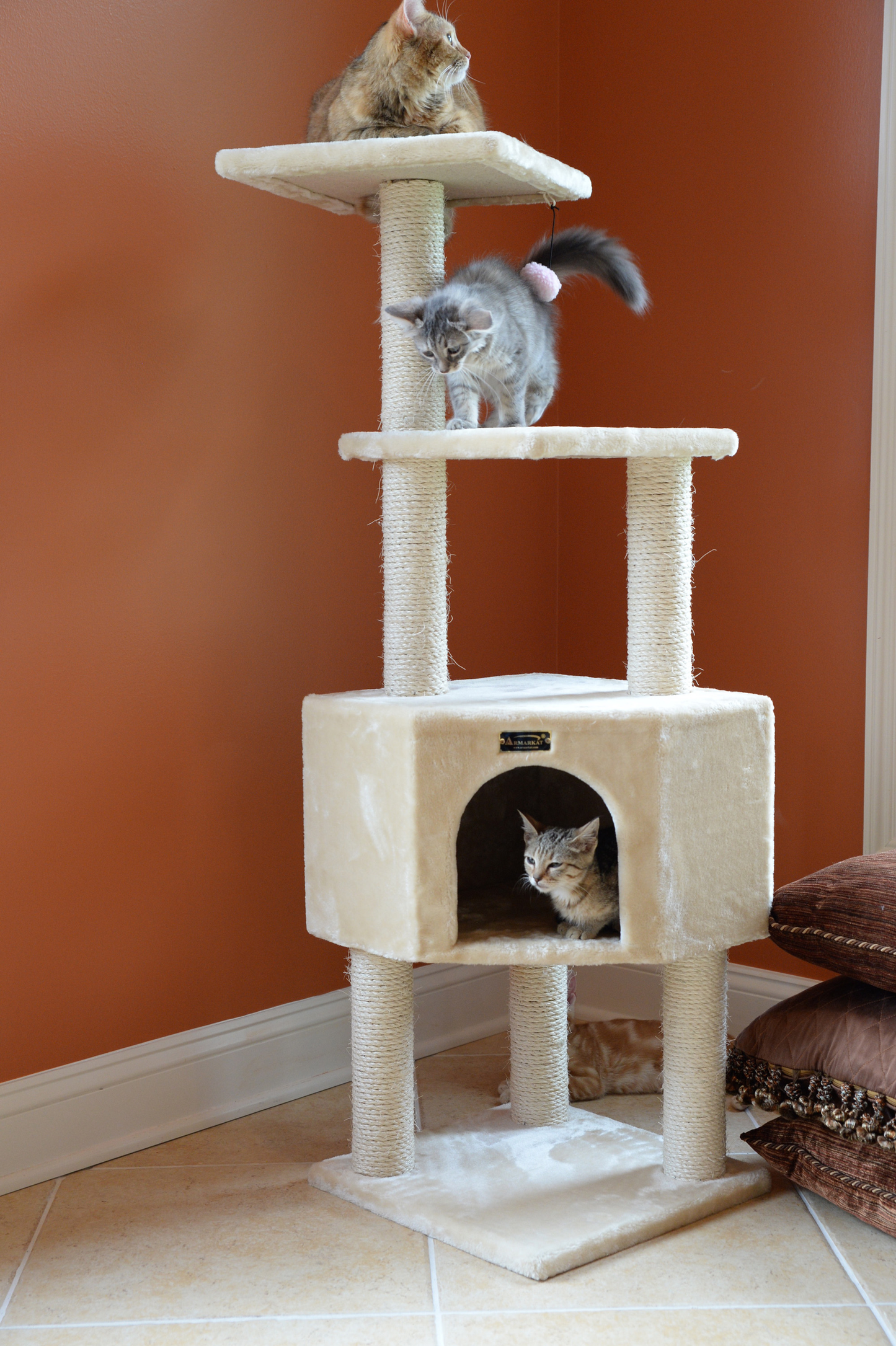 Armarkat 48-inch beige cat tower for kittens