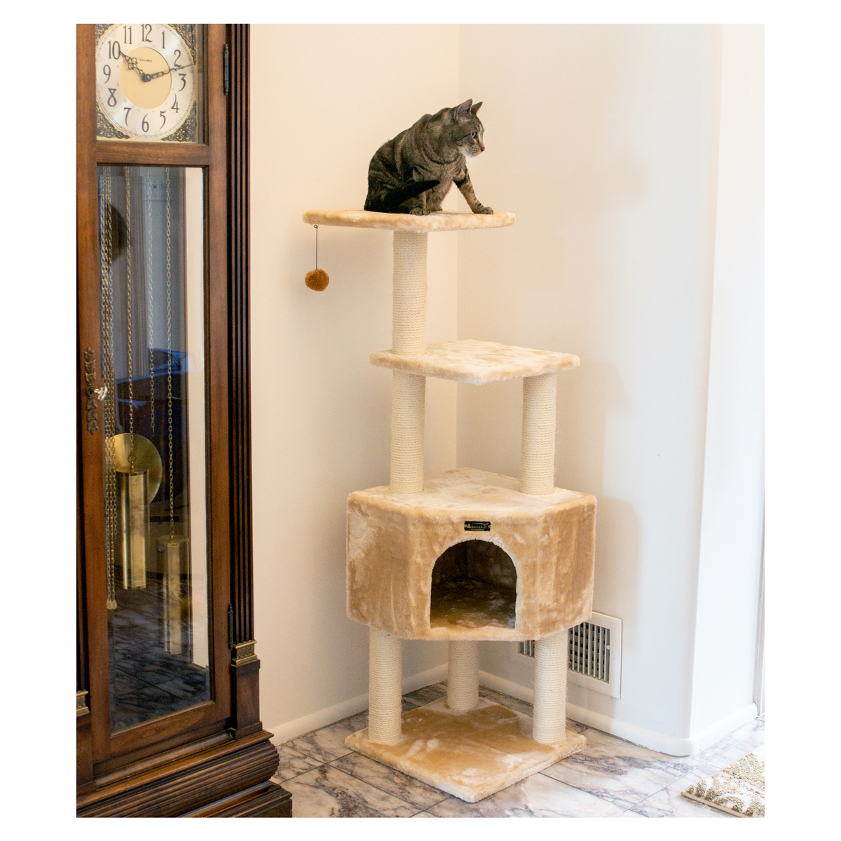 Armarkat 48-inch beige cat tower for kittens