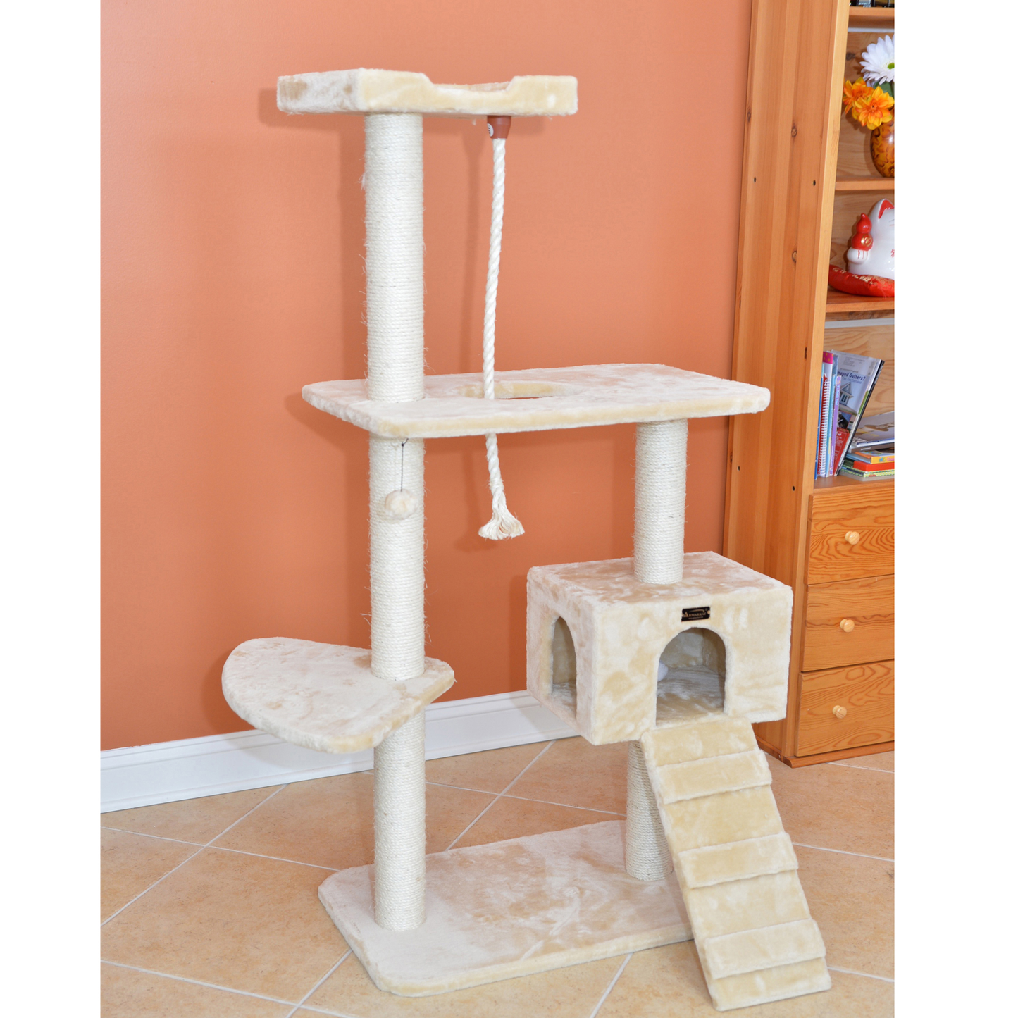 Armarkat Natural Sisal Scratching 58-Inch Cat Tree, Beige