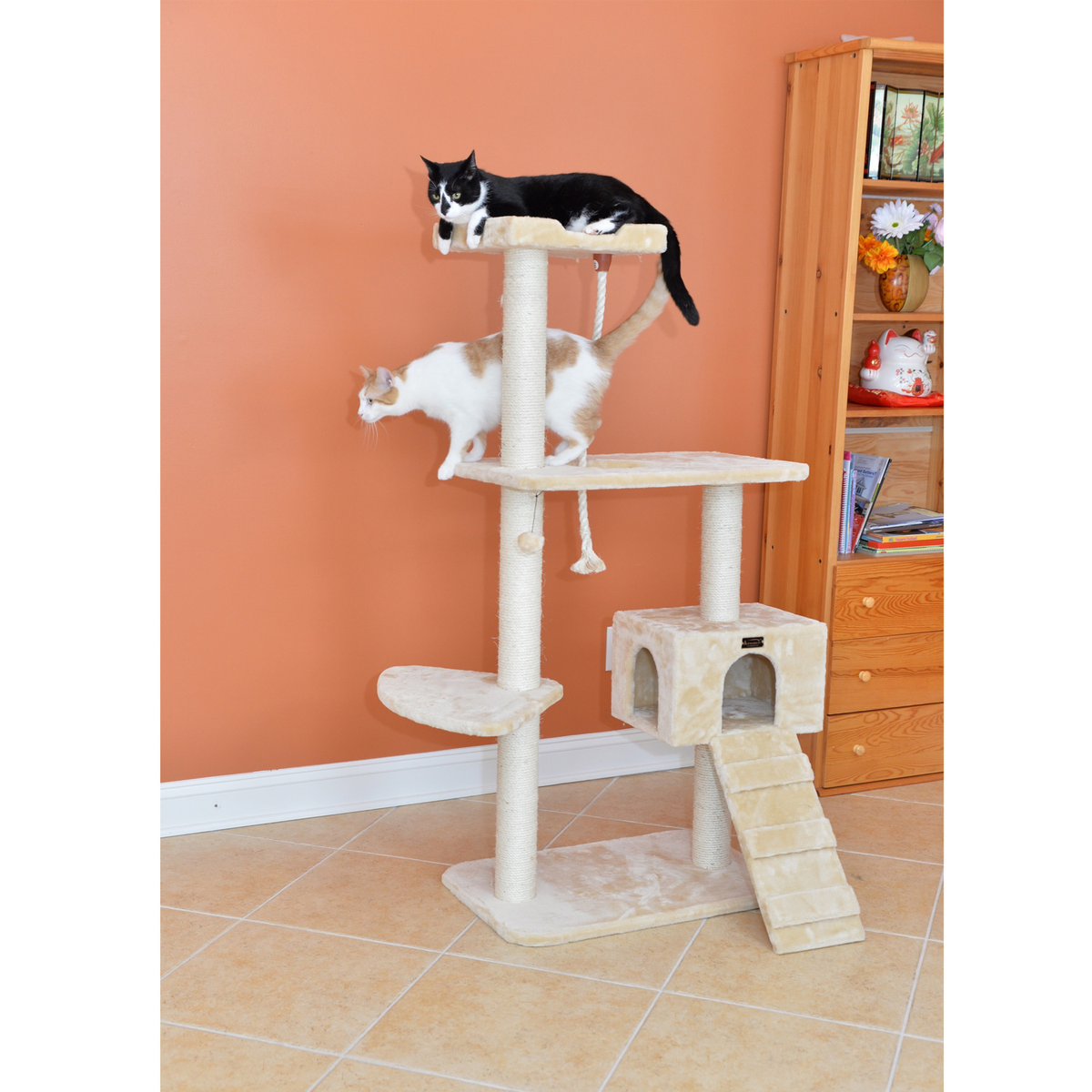 Armarkat Natural Sisal Scratching 58-Inch Cat Tree, Beige