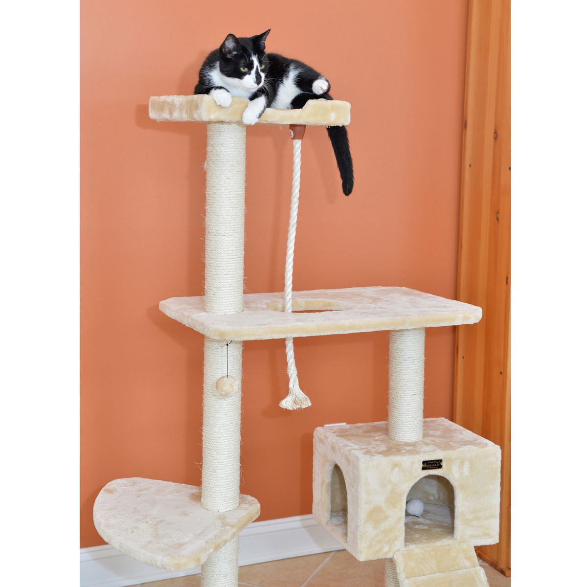 Armarkat Natural Sisal Scratching 58-Inch Cat Tree, Beige