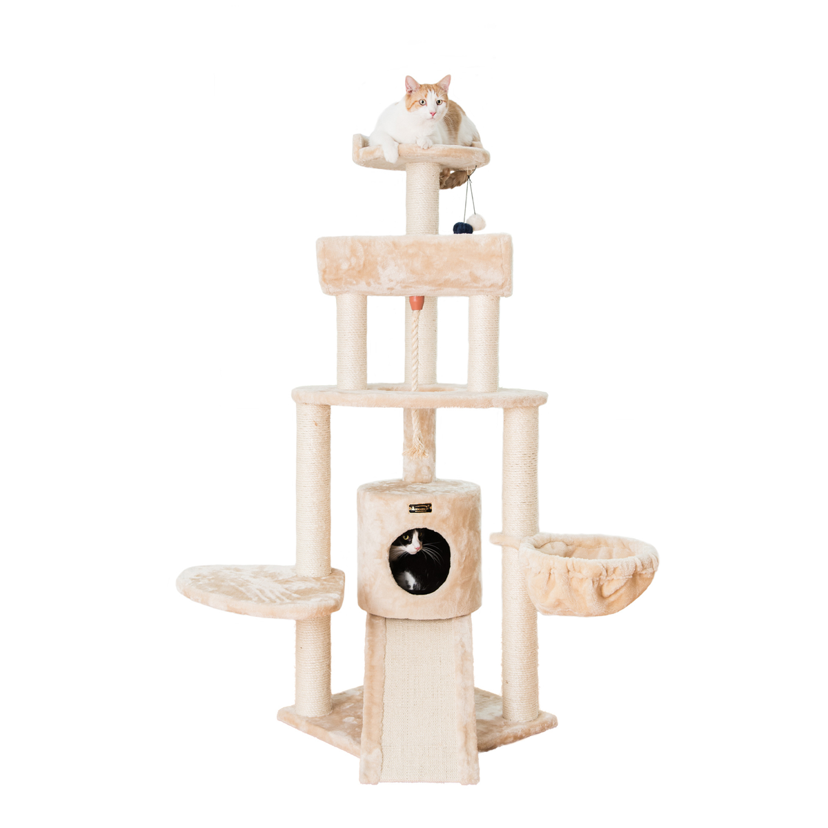 Armarkat Real Wood Spacious Thick Fur Cat Tower With Lounge