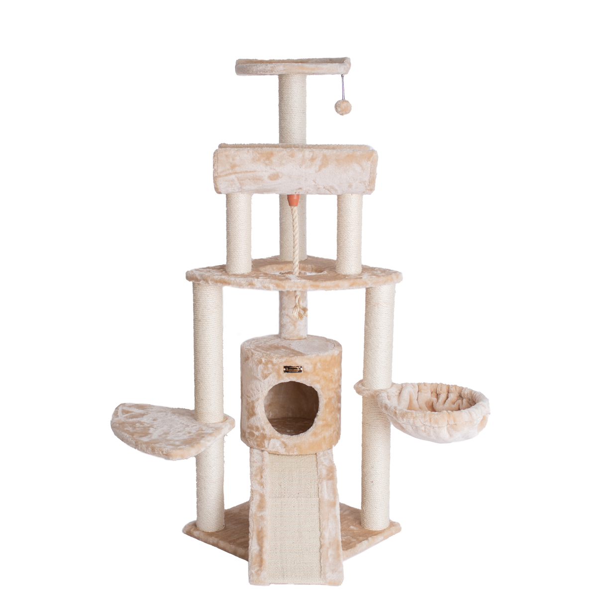 Armarkat Real Wood Spacious Thick Fur Cat Tower With Lounge