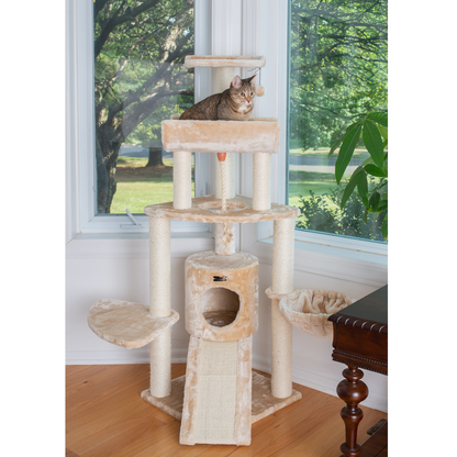 Armarkat Real Wood Spacious Thick Fur Cat Tower With Lounge