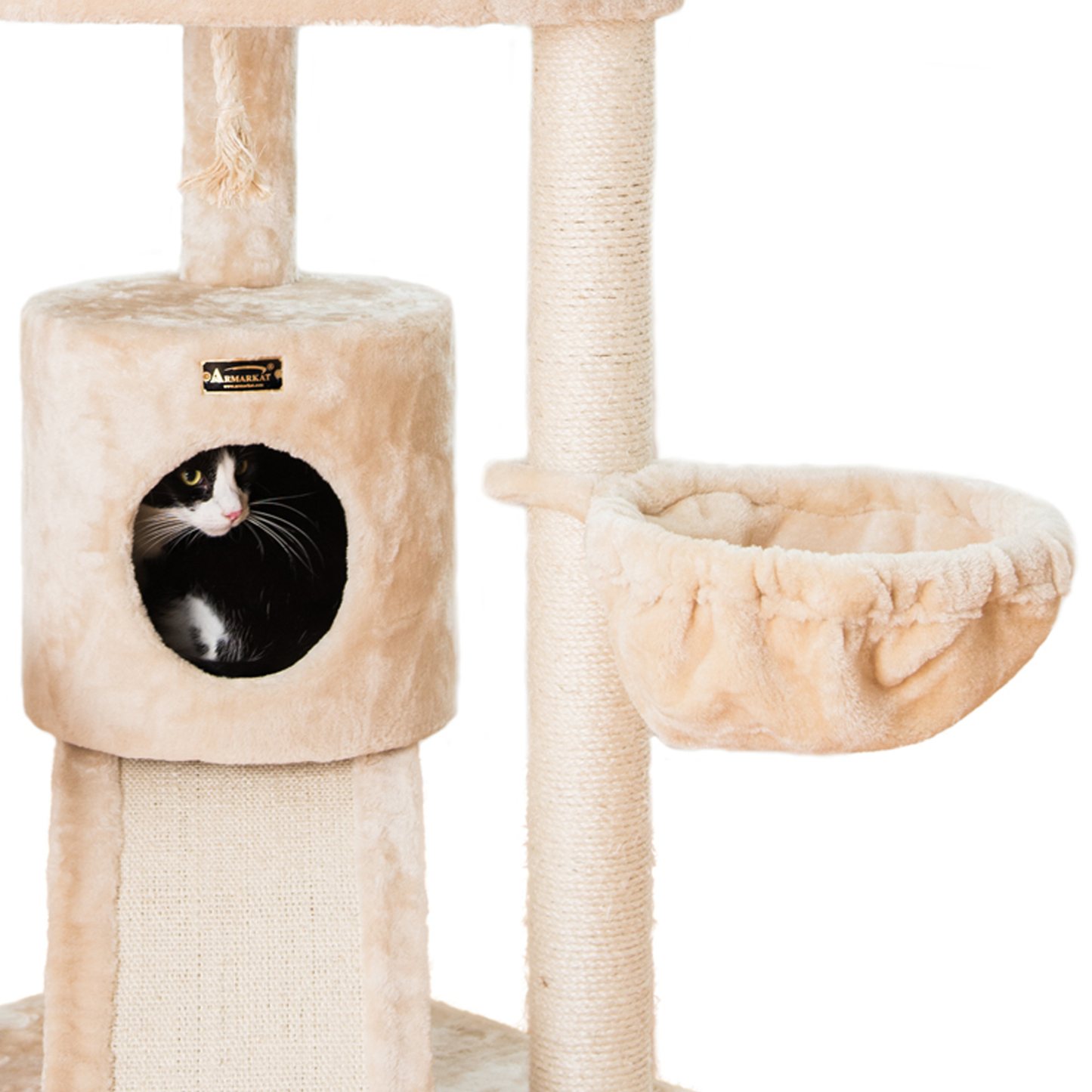 Armarkat Real Wood Spacious Thick Fur Cat Tower With Lounge