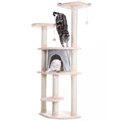 Armarkat 64" Real Wood Cat Tree with Sisal Scratch Posts