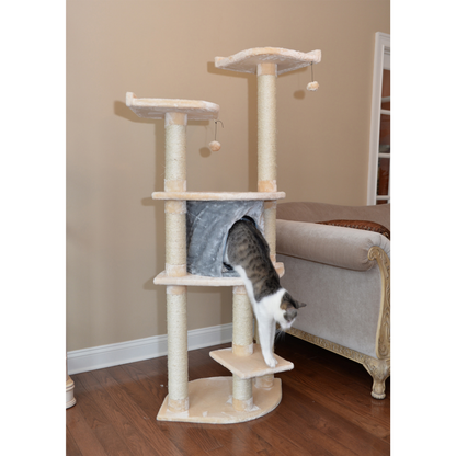Armarkat 64" Real Wood Cat Tree with Sisal Scratch Posts