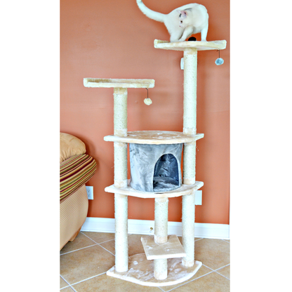 Armarkat 64" Real Wood Cat Tree with Sisal Scratch Posts