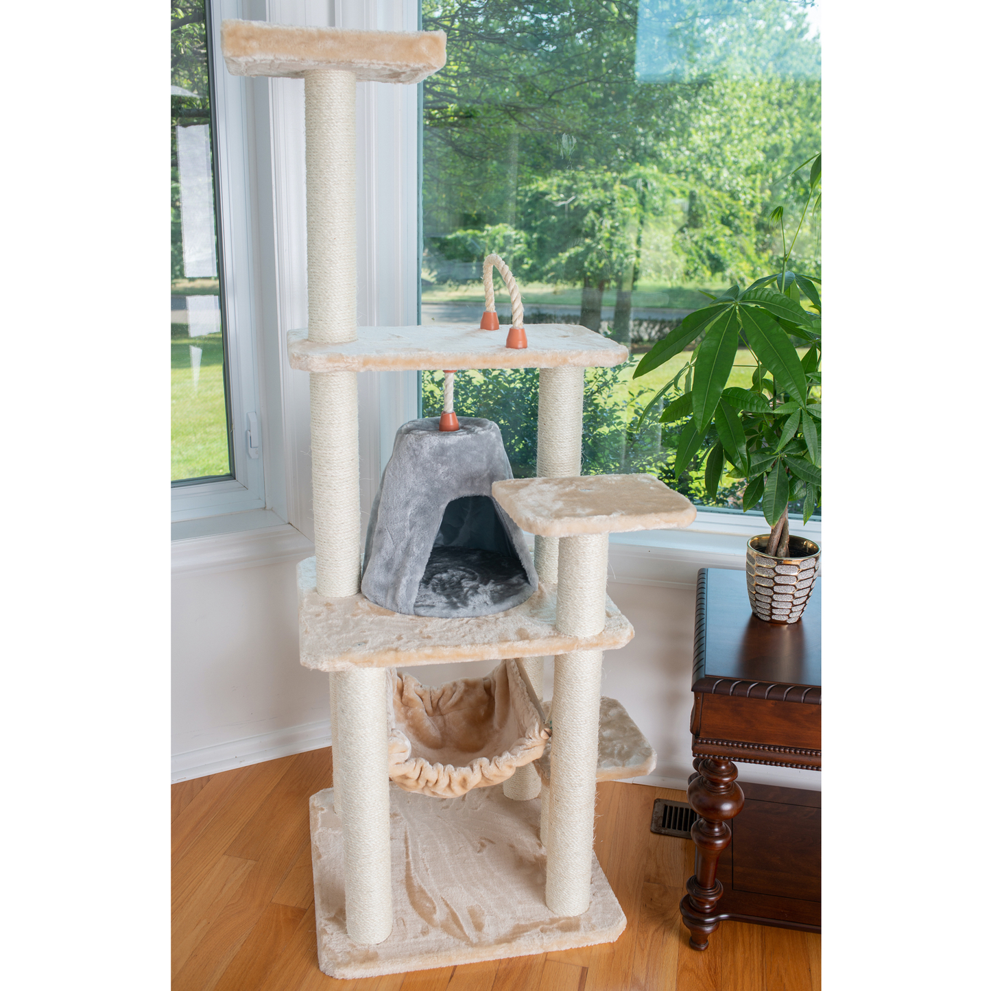 Armarkat Real Wood 65-Inch 6-Level Cat Tree with Hammock