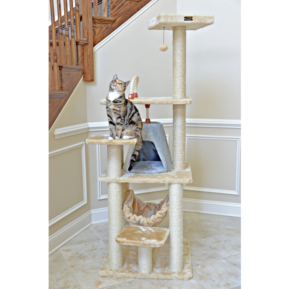 Armarkat Real Wood 65-Inch 6-Level Cat Tree with Hammock