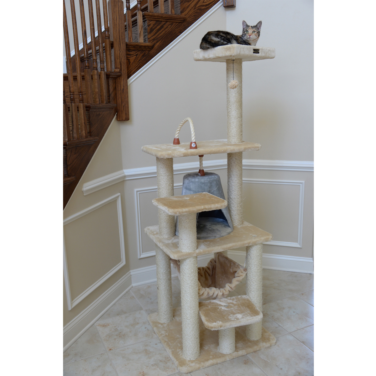Armarkat Real Wood 65-Inch 6-Level Cat Tree with Hammock