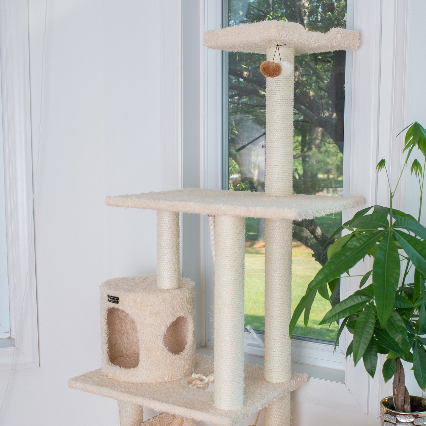 Armarkat Real Wood 70-Inch Beige Multi-Level Cat Tree
