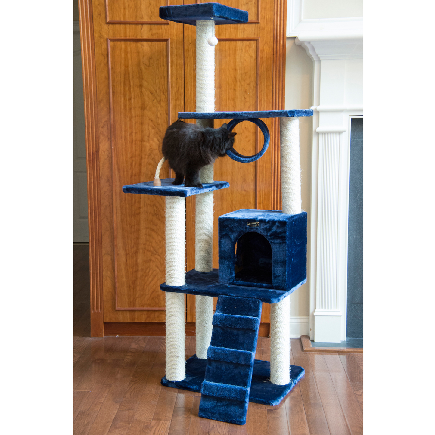 Armarkat Real Wood 70-Inch Navy Multi-Level Cat Tower