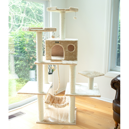 Armarkat Real Wood 72-Inch Beige Cat Tower, Scratching Post