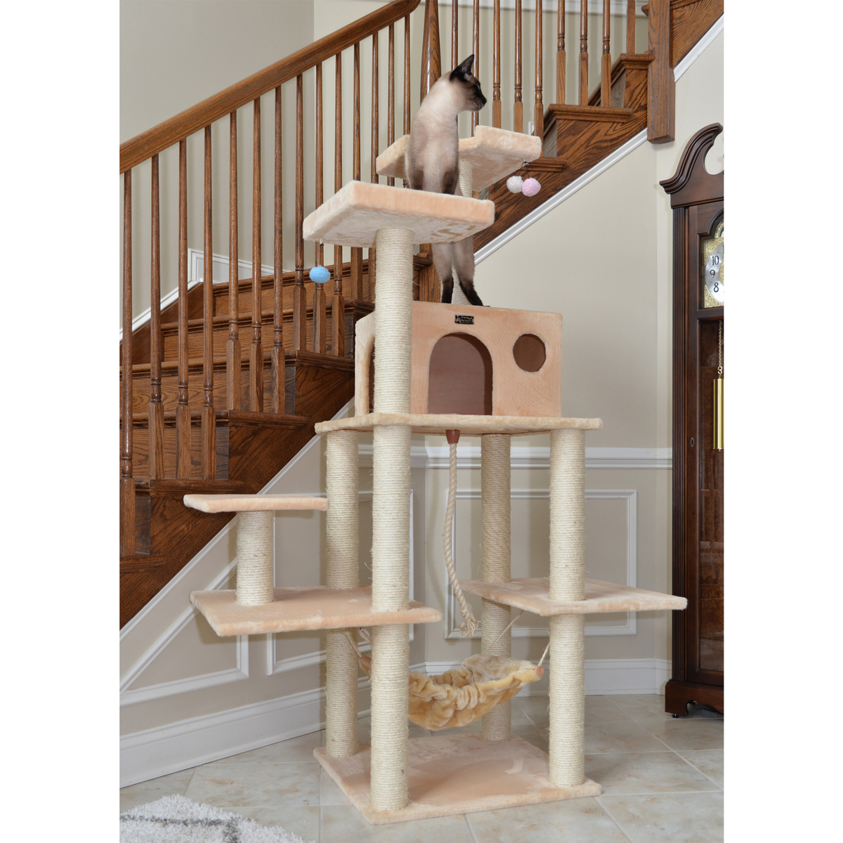 Armarkat Real Wood 72-Inch Beige Cat Tower, Scratching Post