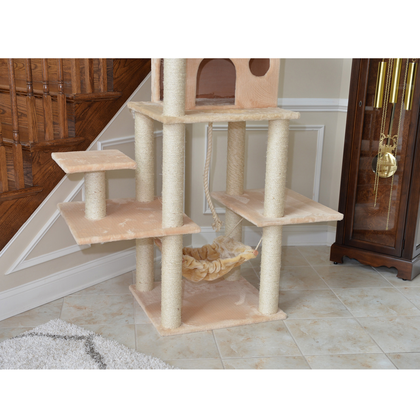 Armarkat Real Wood 72-Inch Beige Cat Tower, Scratching Post