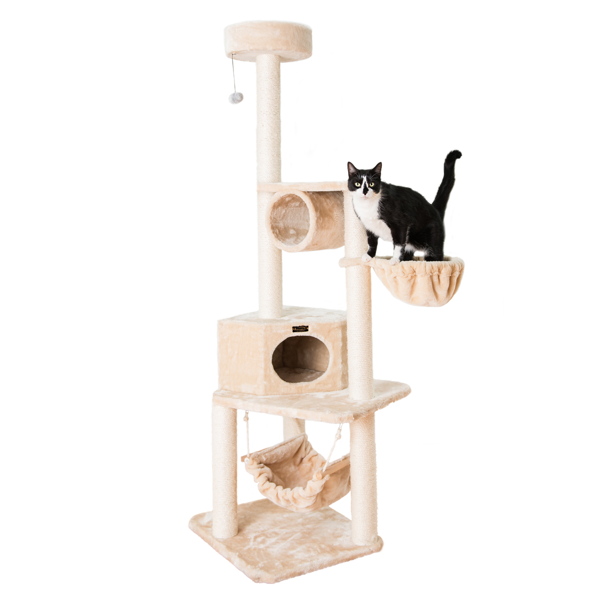 Armarkat Real Wood Beige Classic Cat Tower with Basket