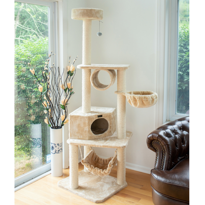 Armarkat Real Wood Beige Classic Cat Tower with Basket