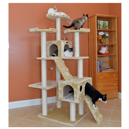 Armarkat Real Wood Beige Classic Cat Tower with Basket