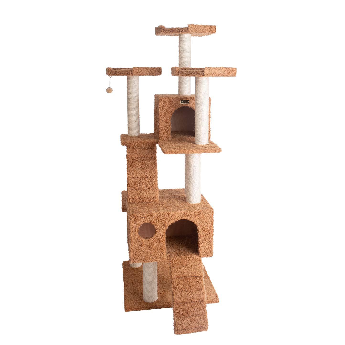 Armarkat Real Wood 74-Inch Ocher Brown Cat Tree, 2 Condos