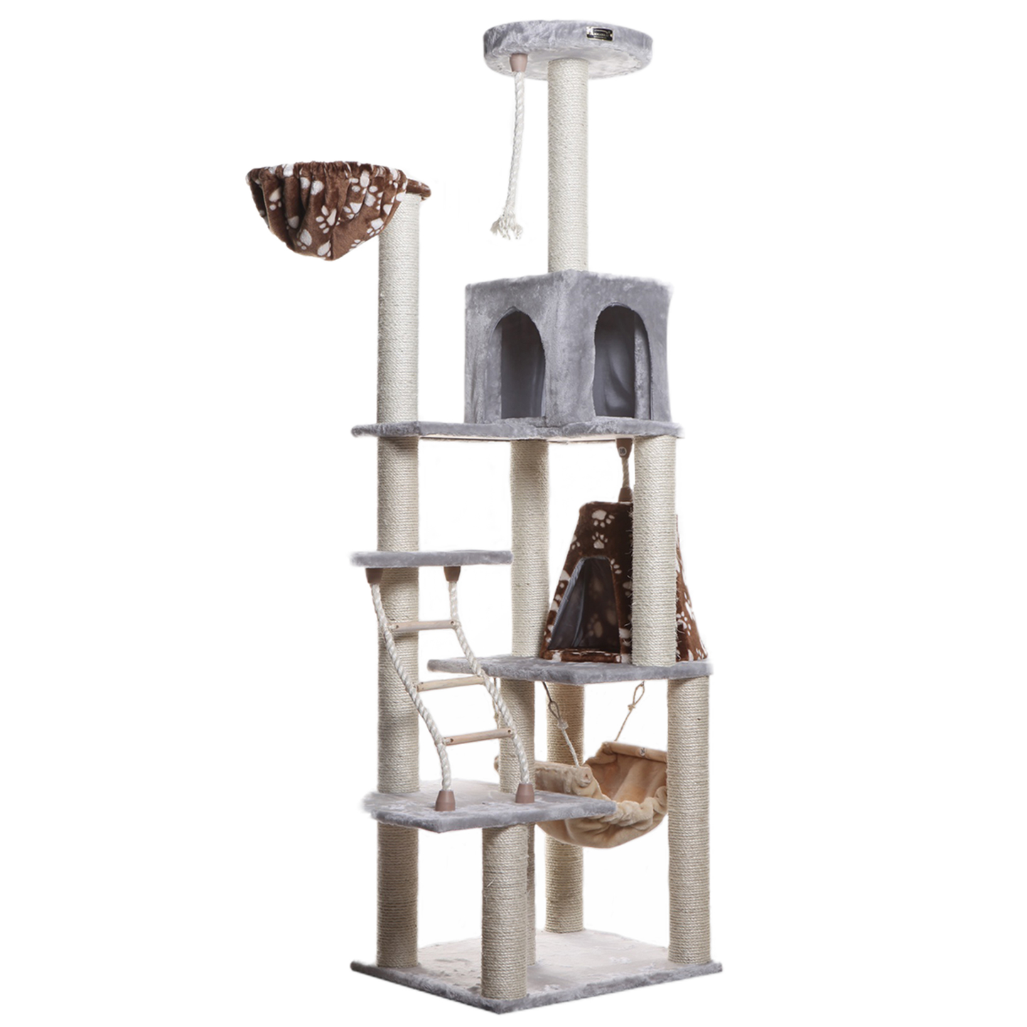 Armarkat Real Wood 78-Inch Beige & Grey Cat House Tower