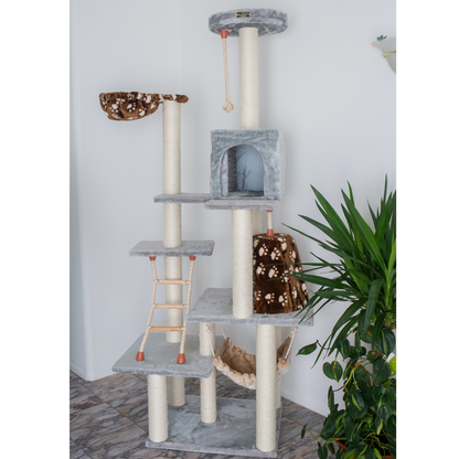 Armarkat Real Wood 78-Inch Beige & Grey Cat House Tower