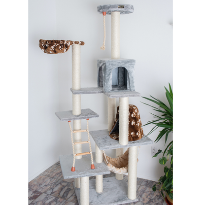 Armarkat Real Wood 78-Inch Beige & Grey Cat House Tower