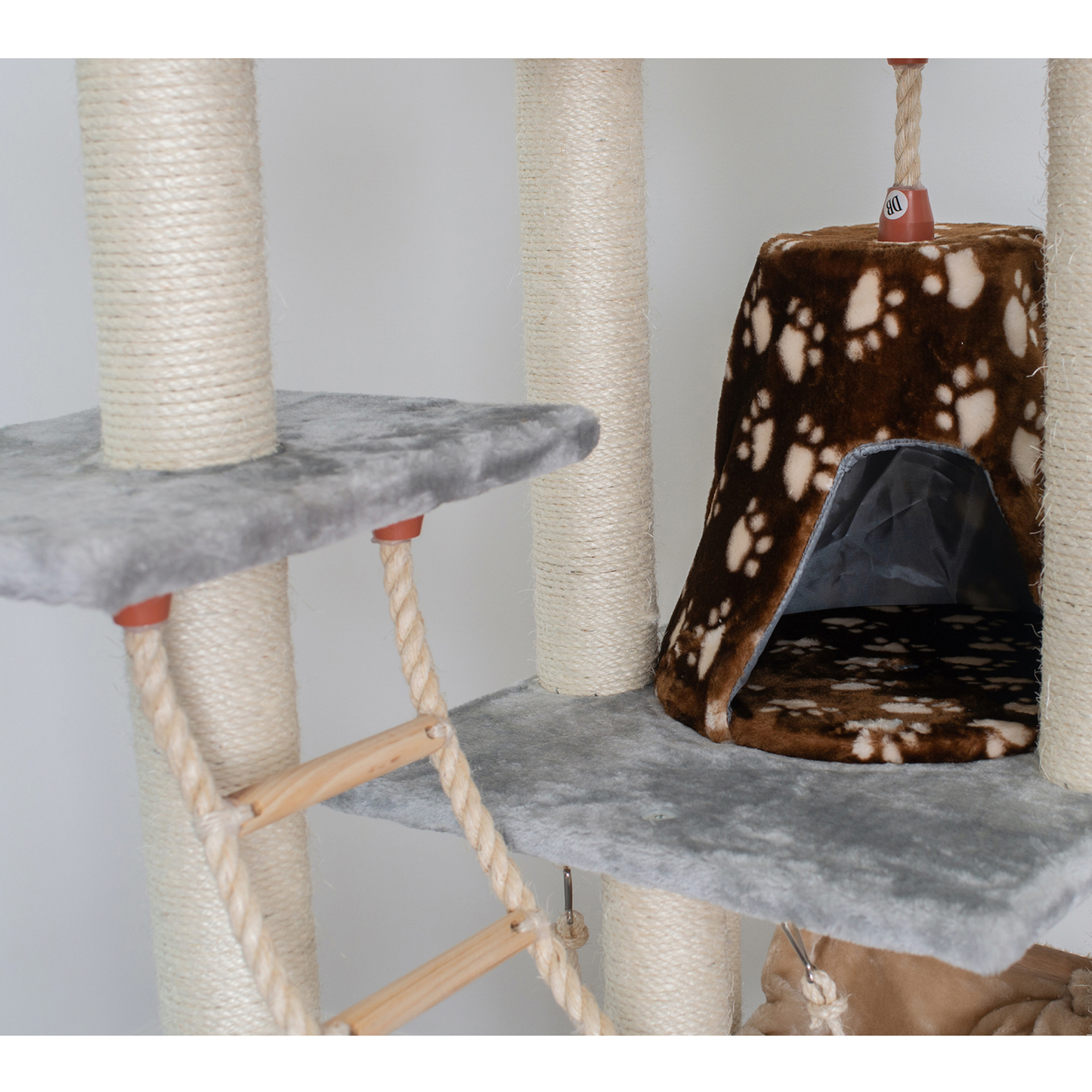 Armarkat Real Wood 78-Inch Beige & Grey Cat House Tower