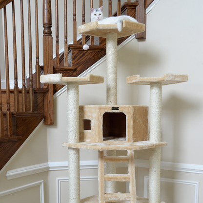 Armarkat Multi-Function Real Wood Cat Tower, Beige