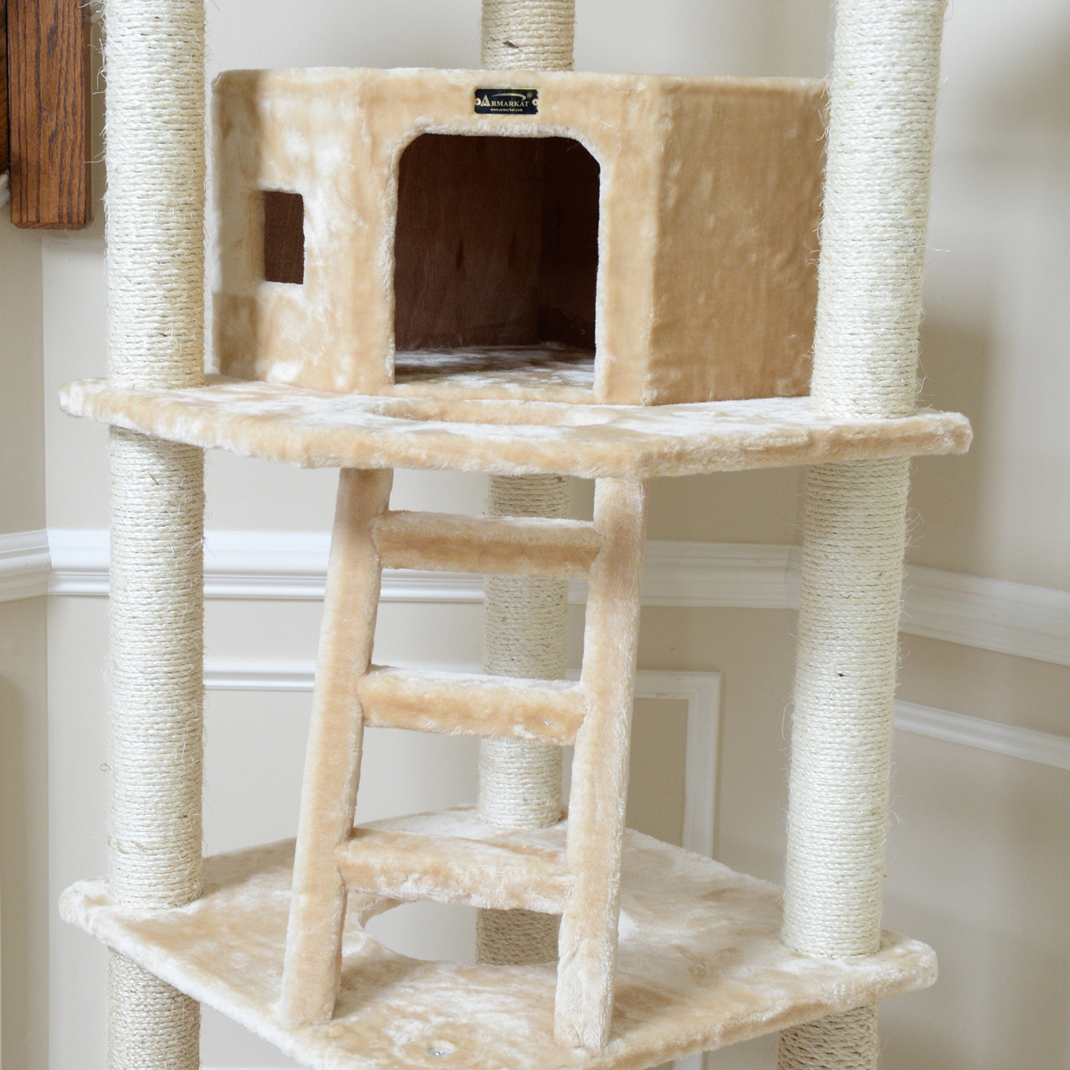 Armarkat Multi-Function Real Wood Cat Tower, Beige