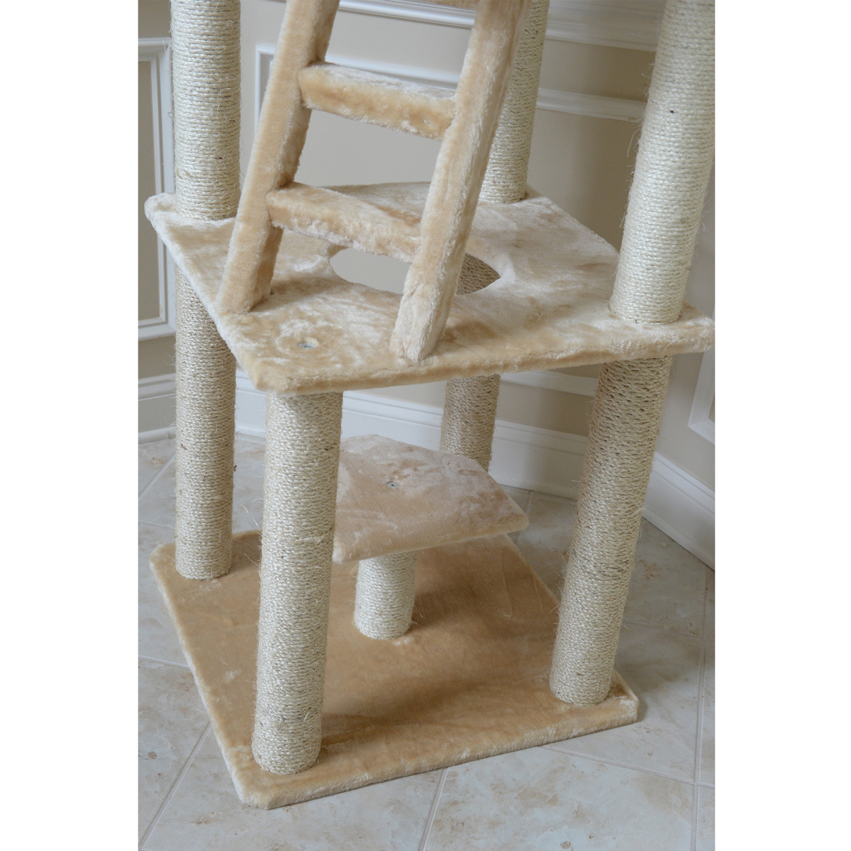 Armarkat Multi-Function Real Wood Cat Tower, Beige