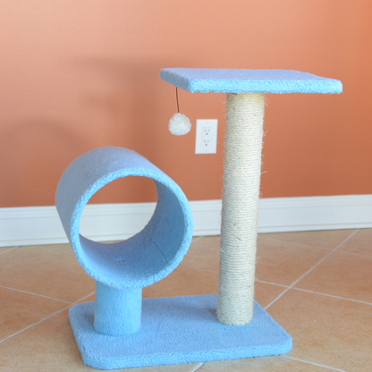 Armarkat Sky Blue 25" Cat Tree with Real Wood Scratcher