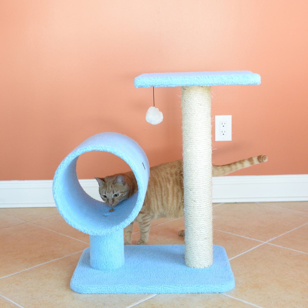 Armarkat Sky Blue 25" Cat Tree with Real Wood Scratcher