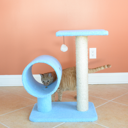 Armarkat Sky Blue 25" Cat Tree with Real Wood Scratcher