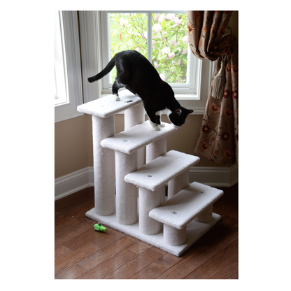 Armarkat Real Wood 4-Step Carpeted Cat Stairs with Scratchers