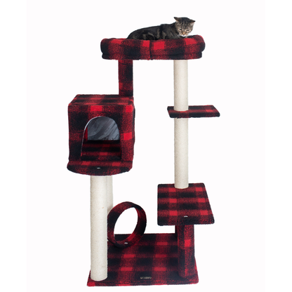 Armarkat Real Wood 50-Inch Plaid Cat Tree with Veranda