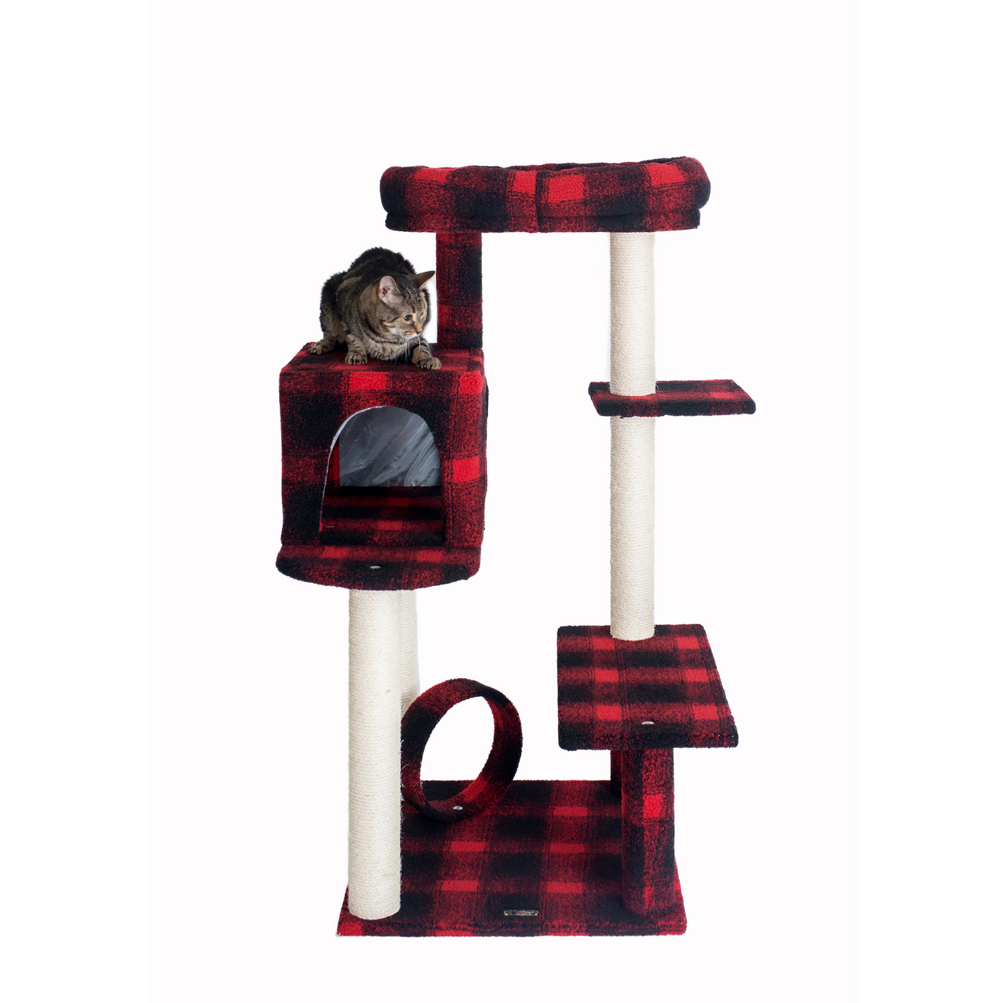 Armarkat Real Wood 50-Inch Plaid Cat Tree with Veranda
