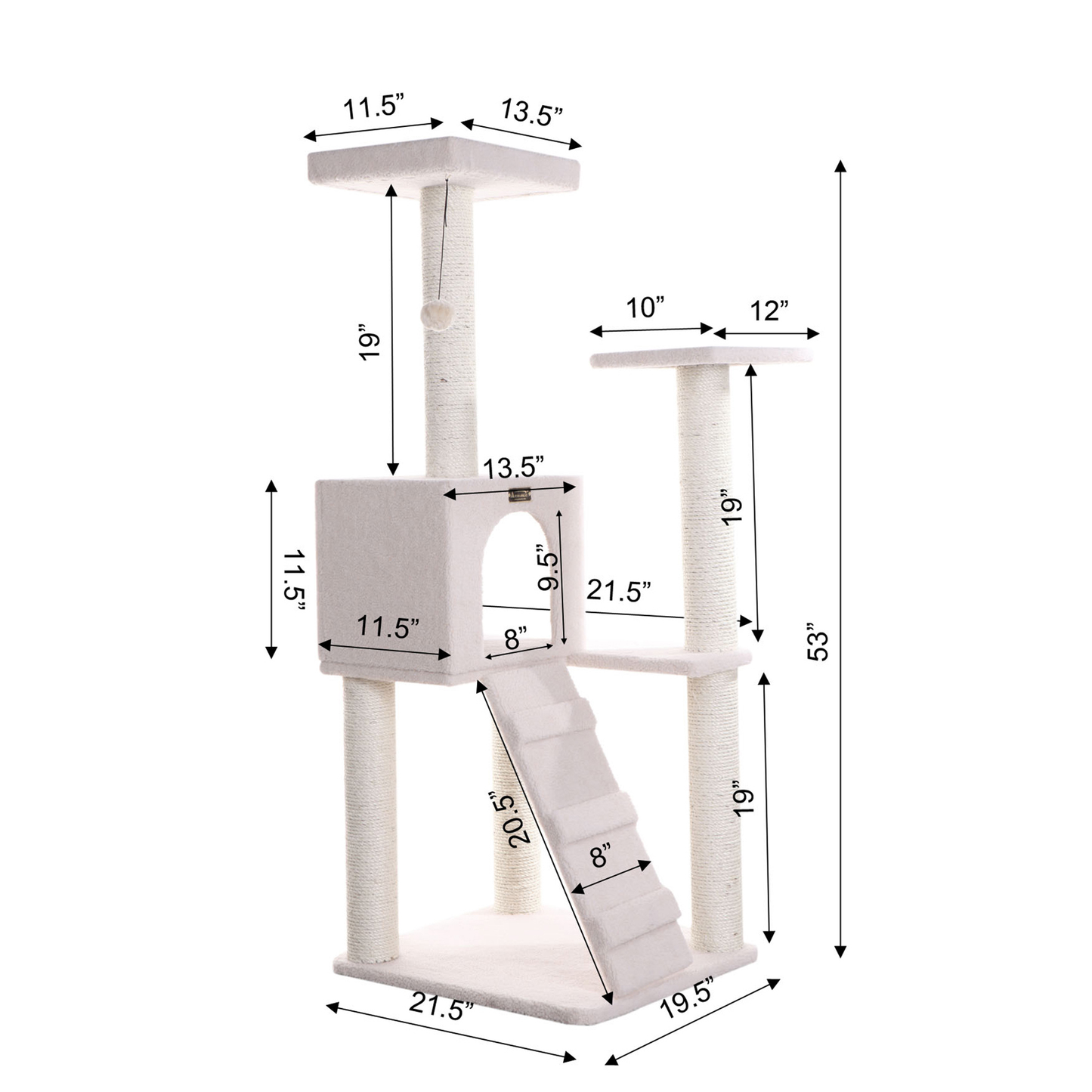 Armarkat 53-Inch Fleece Covered Real Wood Cat Tree