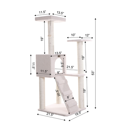Armarkat 53-Inch Fleece Covered Real Wood Cat Tree