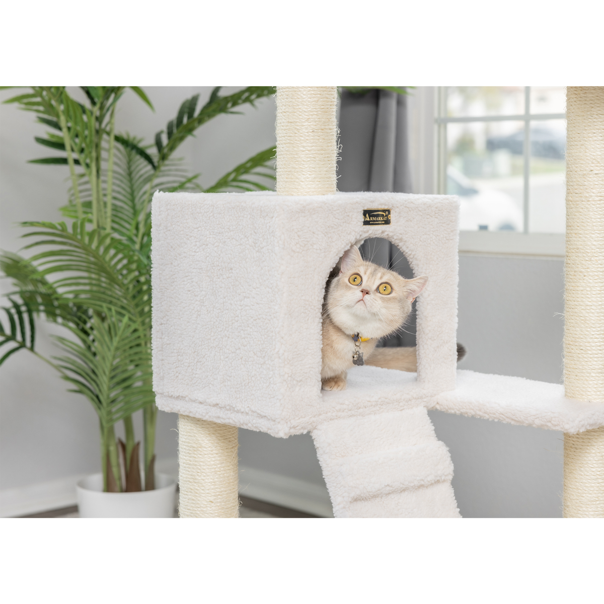 Armarkat 53-Inch Fleece Covered Real Wood Cat Tree
