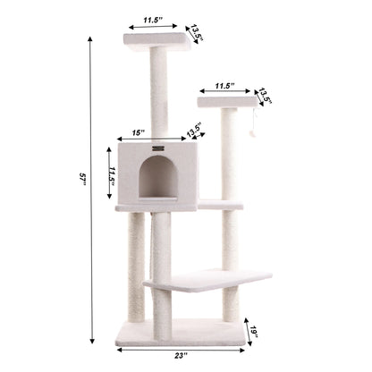 Armarkat Ivory 57" High Cat tree, Fleece Covered Cat Climber