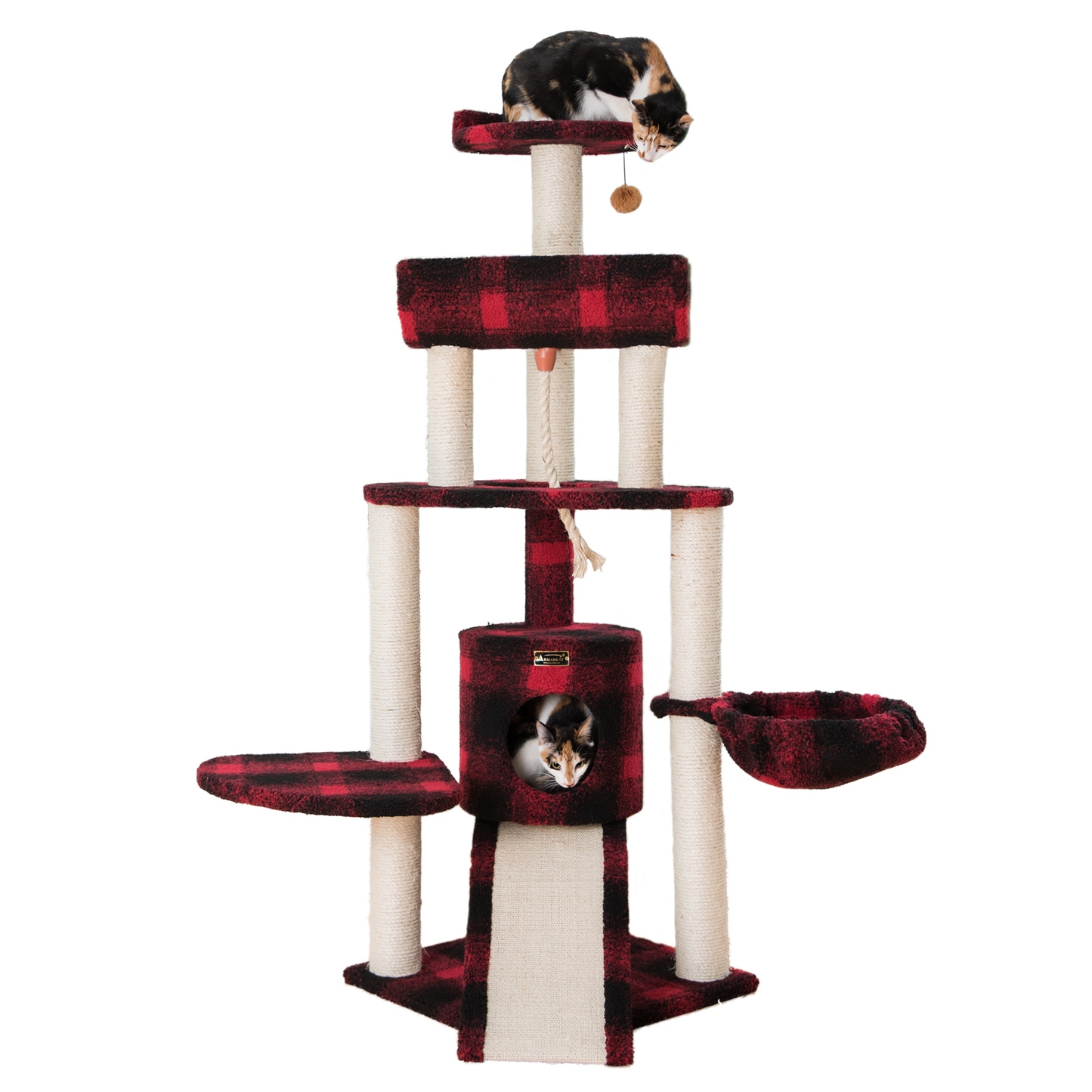 Armarkat Real Wood Spacious Thick Fur Cat Tower With Lounge