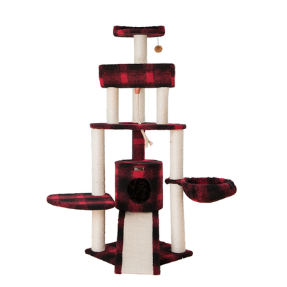 Armarkat Real Wood Spacious Thick Fur Cat Tower With Lounge