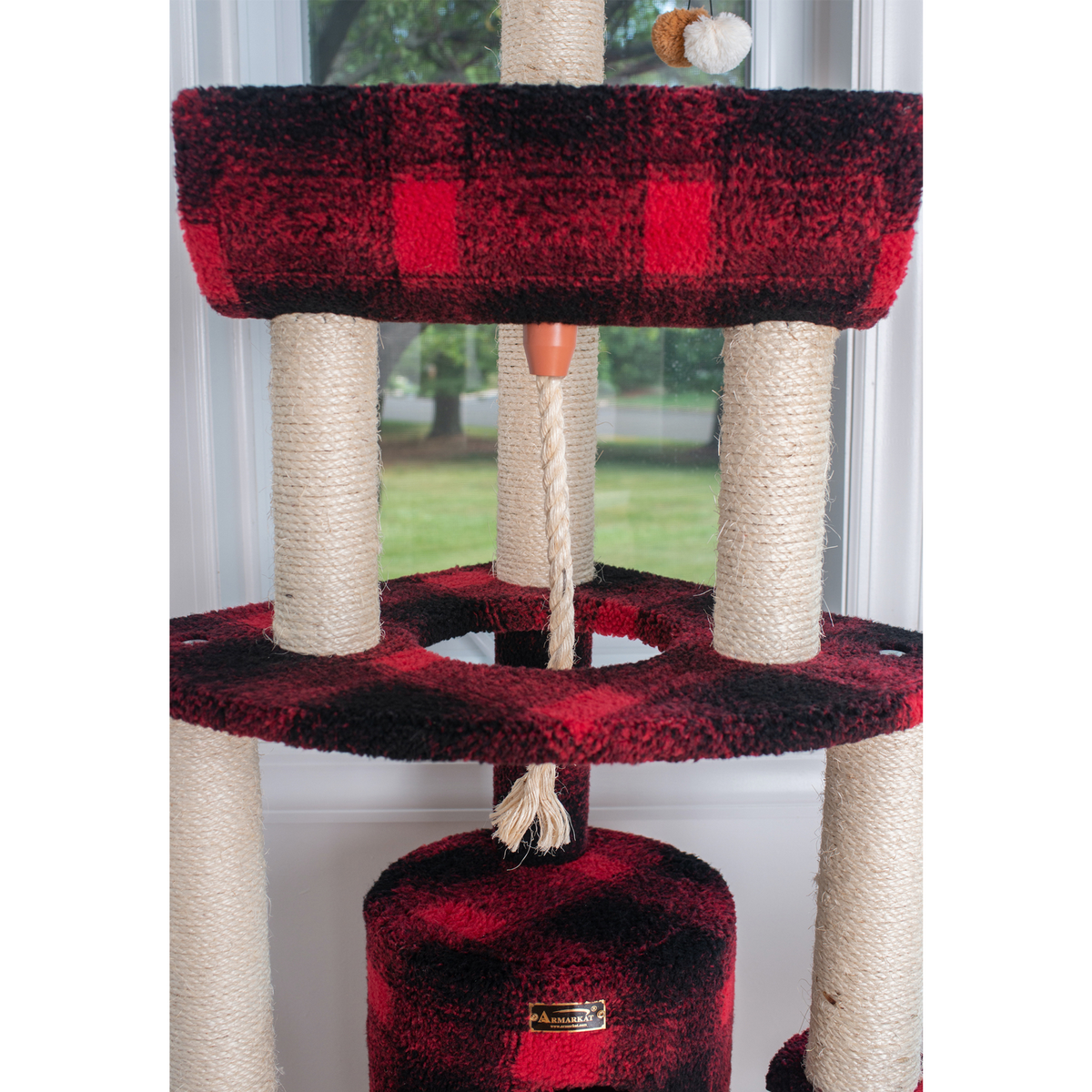 Armarkat Real Wood Spacious Thick Fur Cat Tower With Lounge