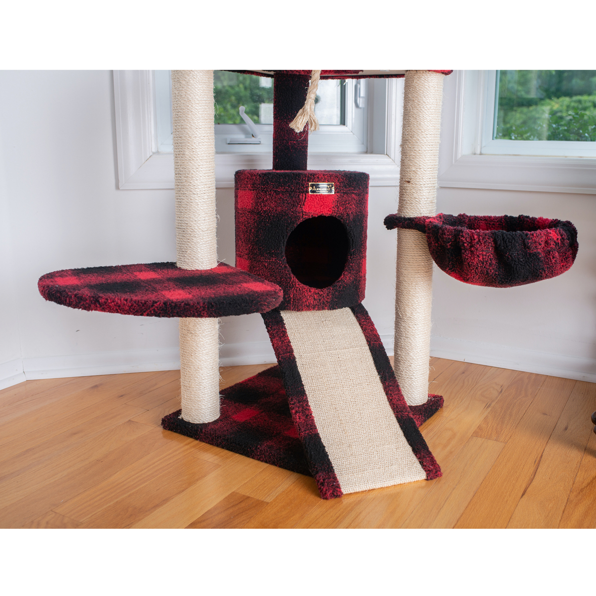 Armarkat Real Wood Spacious Thick Fur Cat Tower With Lounge