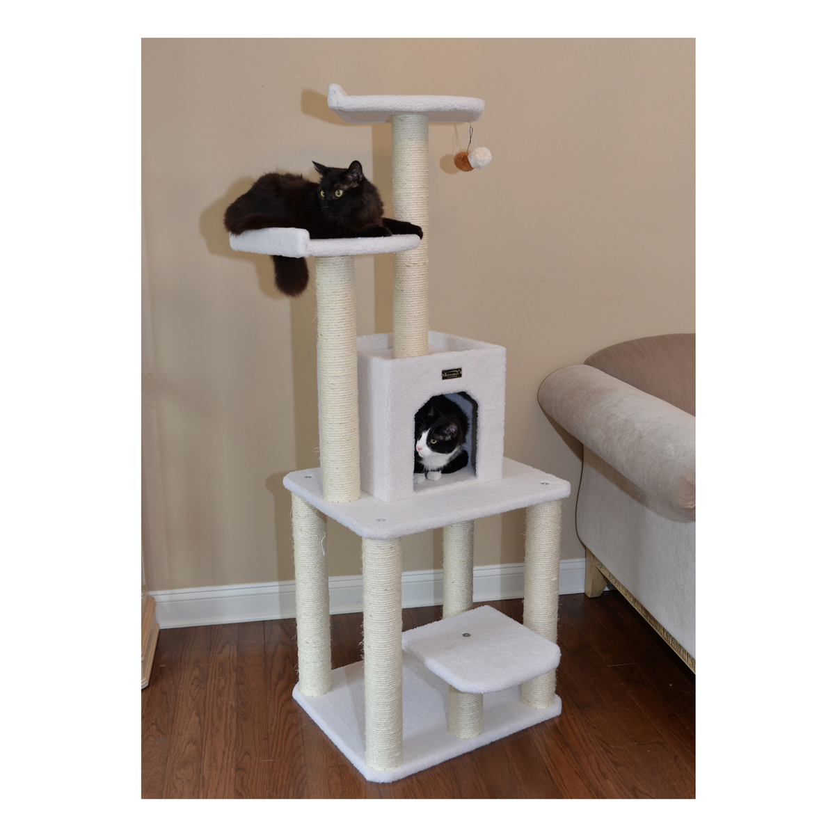 Armarkat Real Wood 62-Inch Ivory 5-Level Cat Tree Condo
