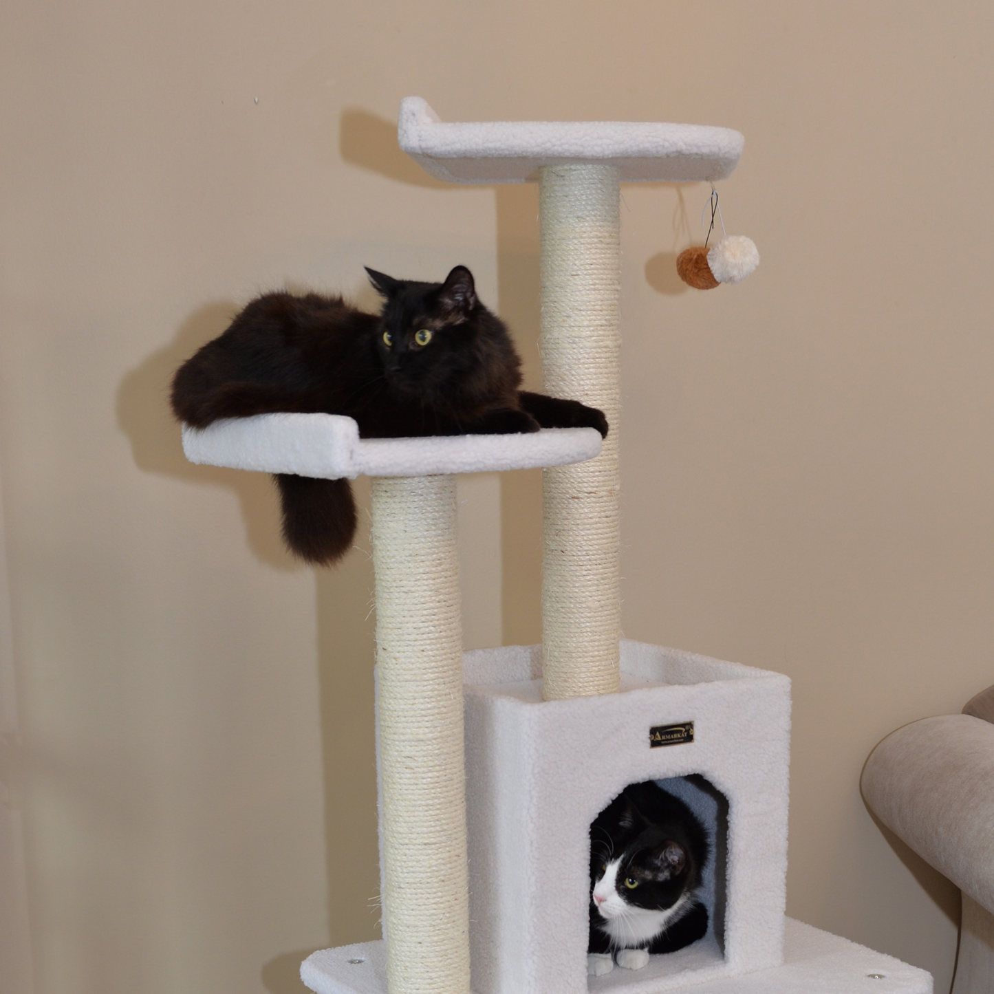 Armarkat Real Wood 62-Inch Ivory 5-Level Cat Tree Condo